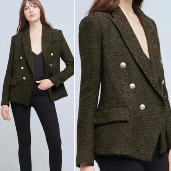 L'AGENCE Jackets & Blazers - L'AGENCE Kenzie Double Breasted Tweed Shimmer Blazer Jacket Size 2